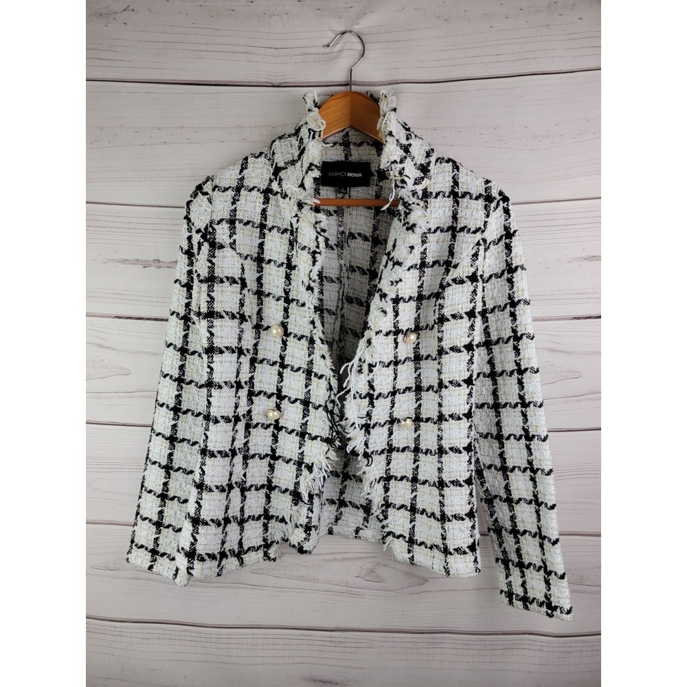 Fashion Nova Black White Blazer Size Women's Small